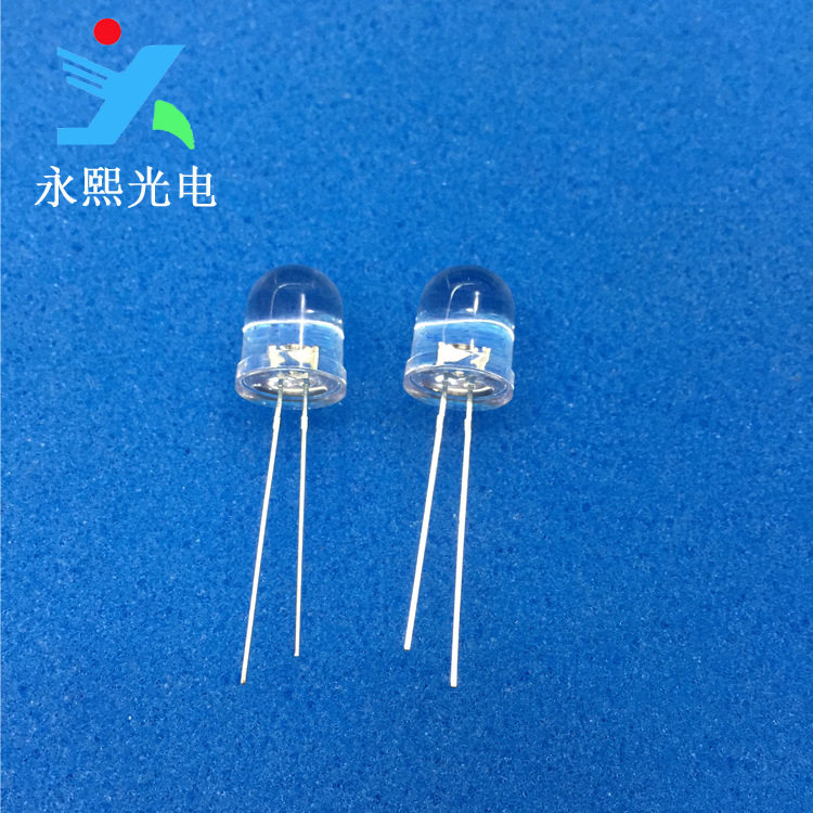 10MM白发红led直插灯珠发光二极管 F10高亮红色灯珠 红光