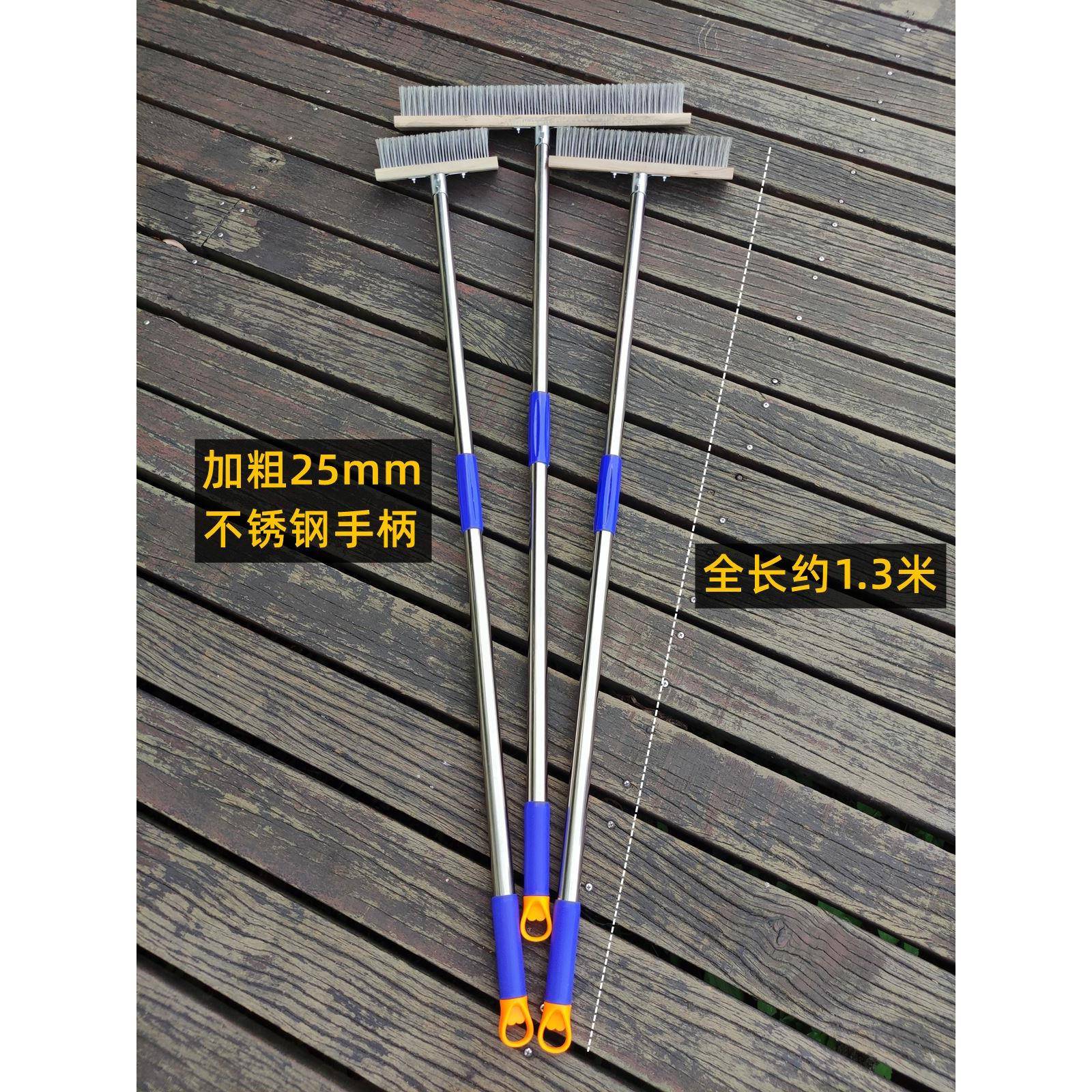 长UQX扫把带柄去青苔地面钢丝刷钢清不锈刷地板加铁刷子刚长洁柄