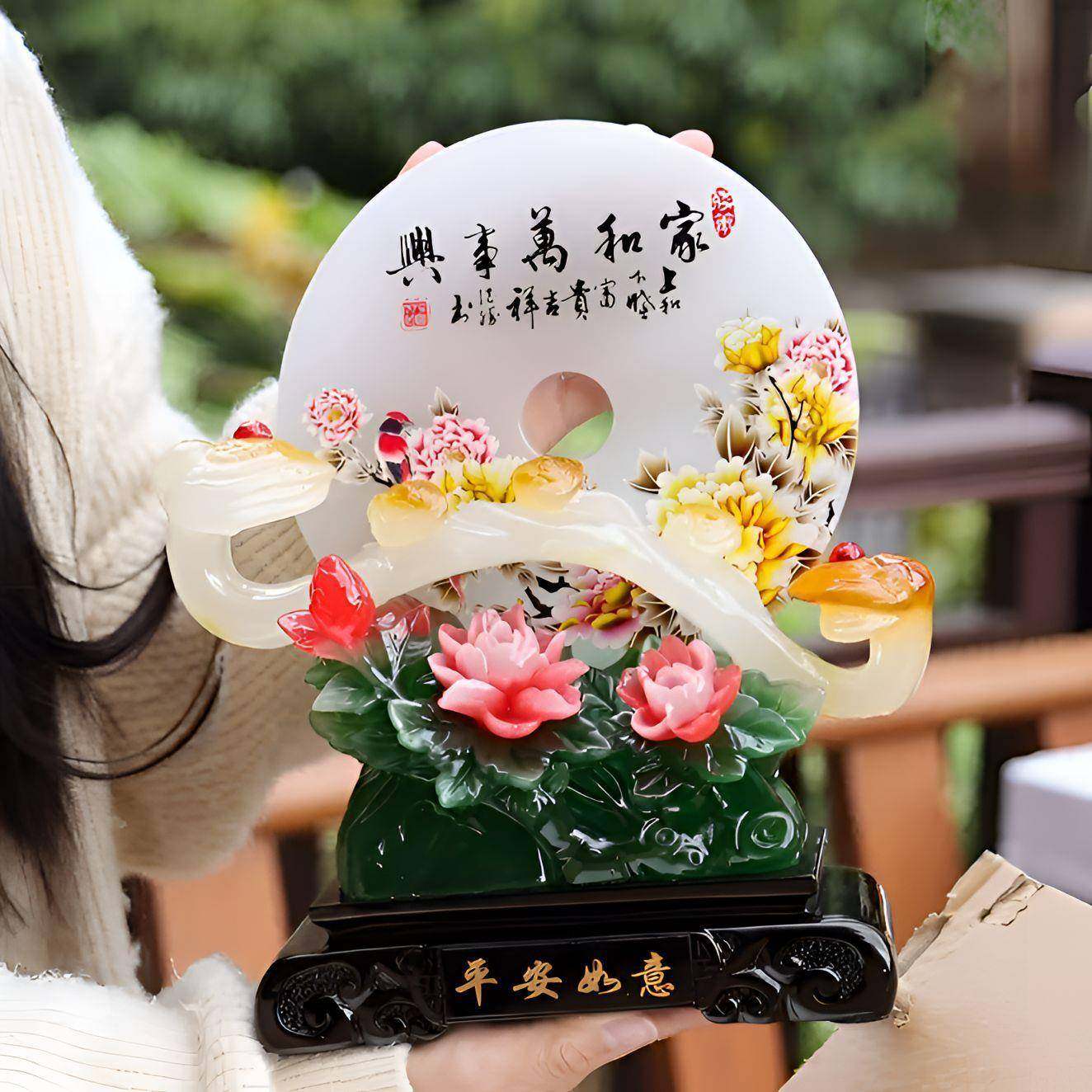 家和万事兴装摆件平安扣客厅酒柜饰玉如家居桌ESW面摆品件工意艺,鲜花速递/花卉仿真/绿植园艺,其它园艺用品,淘宝优惠券,粉丝福利购,淘宝优惠卷