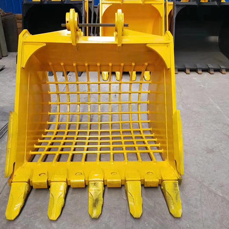 挖斗挖沟梯斗倾斜翻装斗NXS岩石斗格漏斗载形机斗土方铲网斗
