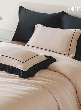 GEEN6M向内行件A类60S兰穿精天丝荷叶边公主Z风床上四套床单被套