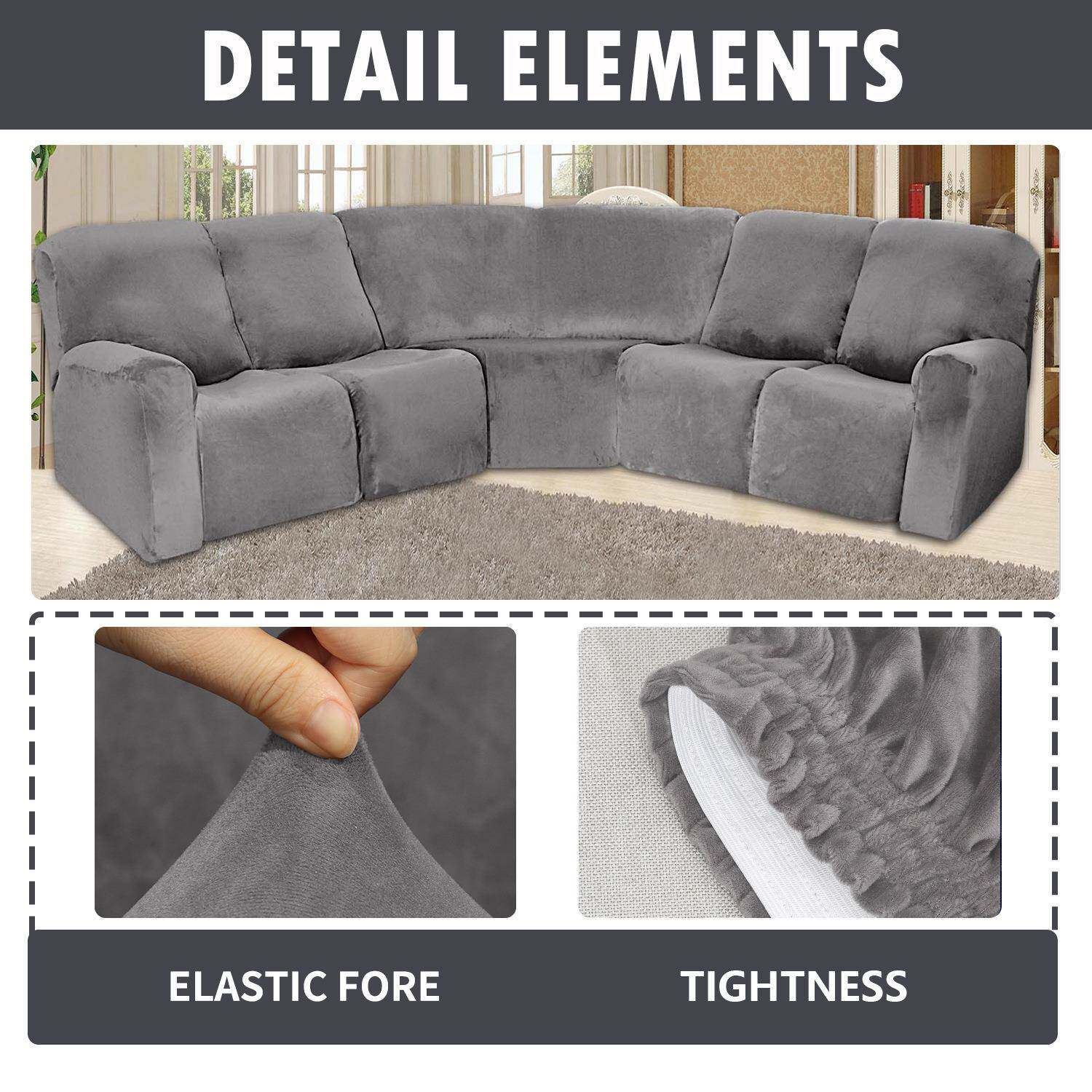 5人L沙形贵妃躺椅沙发天鹅绒套纯全包发套475头等舱套色罩全包弹