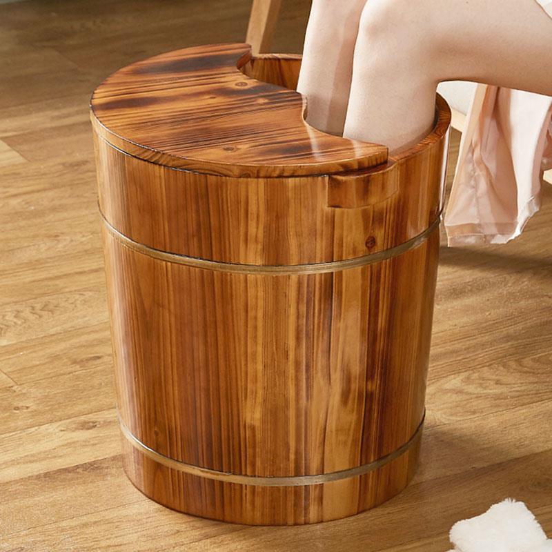 泡脚木桶家用木质脚盆40cm过小腿足浴桶木盆实木保温洗脚盆泡脚桶