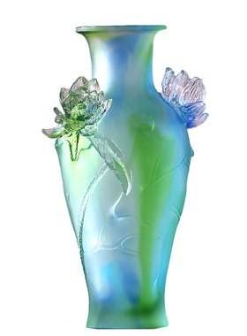 琉璃荷花花瓶摆件居家客厅玄关装饰插画摆放婚庆乔迁送礼高档礼品