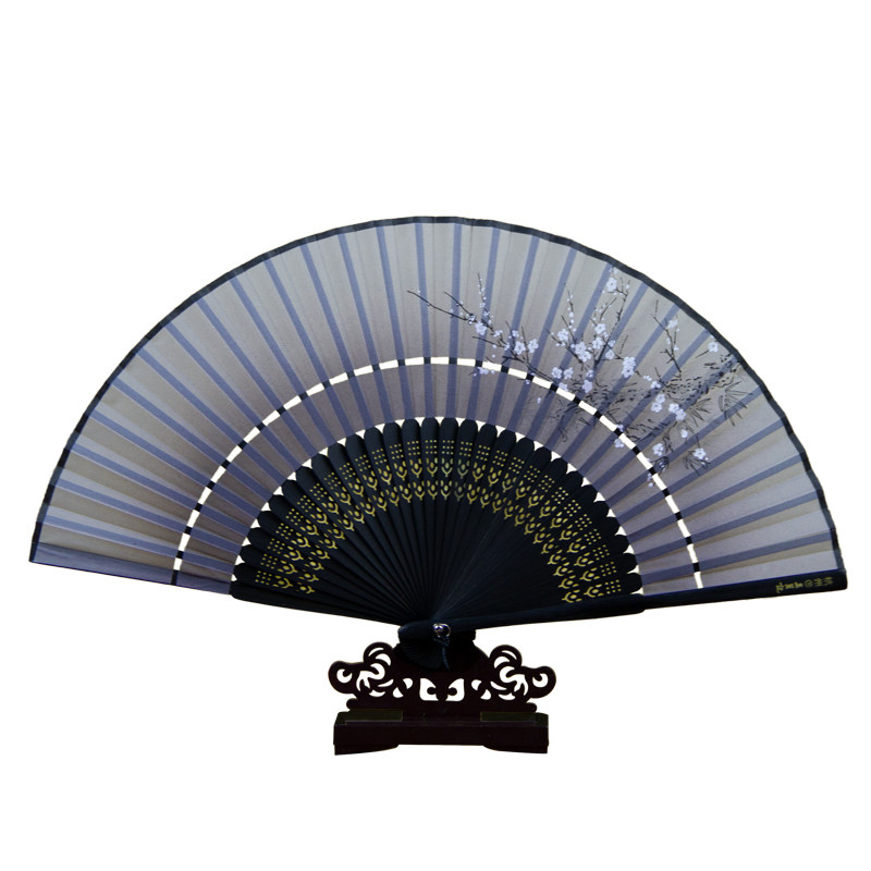 杭州王星记扇子二节系列女式丝绸绢扇工艺礼品扇日用扇古典折扇