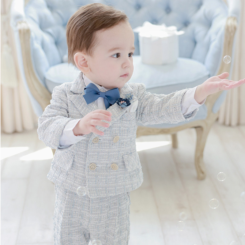 男童西装儿童礼服周岁生日演出服花童小西服主持人2023新款秋冬