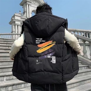 背心坎肩马 羽绒棉马甲男士 秋冬季 加厚宽松外套棉服冬装 棉衣大尺码