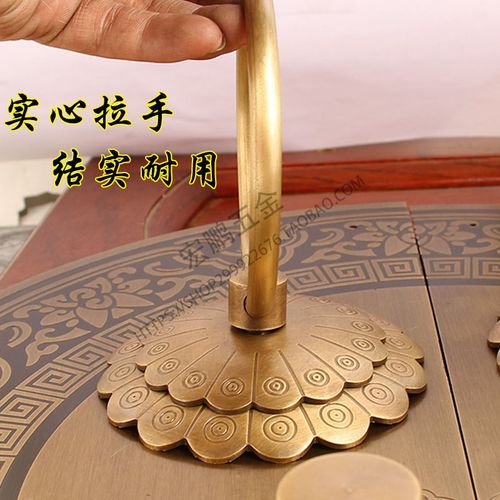 新中式复古纯铜大门插销门锁拉手仿古实木门别墅门把手门栓铜拉环