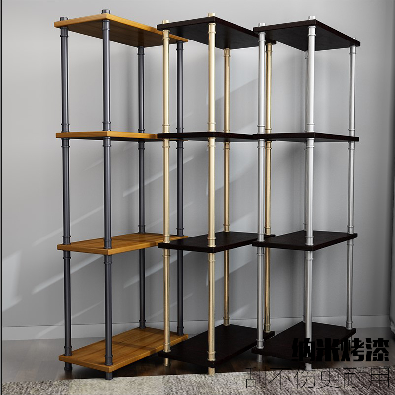 置物架铁艺书架客厅落地多层收纳架隔板复古简约货架储物展示架墙