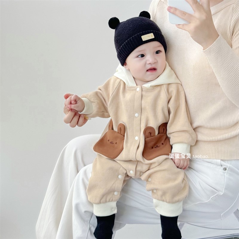 婴儿衣服男宝宝秋装连体外出抱衣可爱超萌洋气哈衣外套春秋款秋季