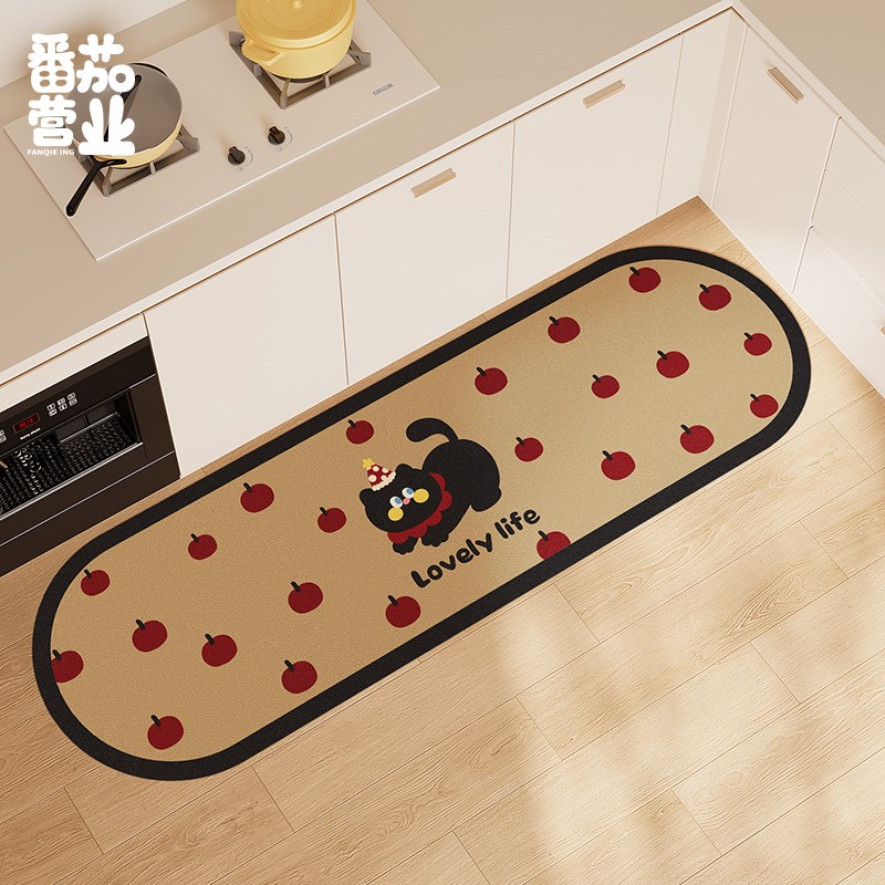 家用厨房洗手台吸水地垫皮革脚垫子免洗可擦免洗耐脏长条防滑地毯