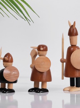 维京人北欧家居装饰摆件设计师样板间木偶客厅桌面原木质创意礼物