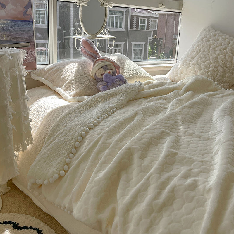 店主自用初恋感奶乖风仿兔绒羊羔绒毛毯珊瑚绒秋冬保暖双层毯子