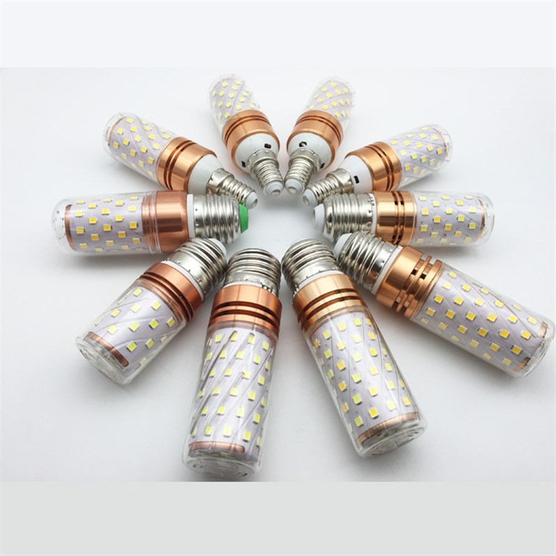 超亮led三色变光玉米e27大螺口e14小螺口蜡烛灯泡12W家用吊灯光源