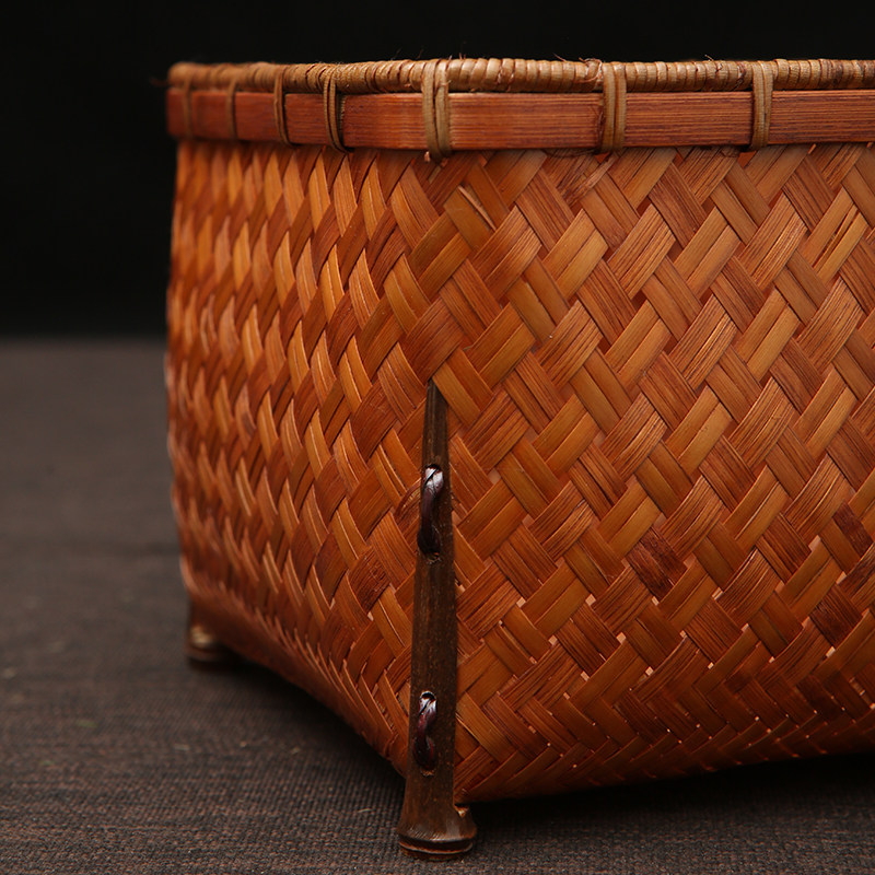手工竹制竹篓筐家用桌面复古书报卷轴桌面收方形篮杂物筐高编织篓,特色手工艺,竹编/竹雕,淘宝优惠券,粉丝福利购,淘宝优惠卷