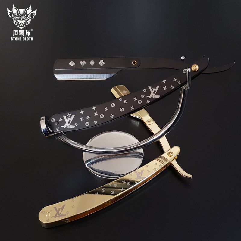 石头布直刃剃刀剃须刀老式刮刀剃刀刮脸修面刀理发师潮货换刀片式