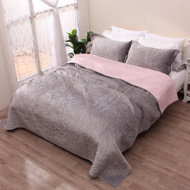 冬季毛绒床品水晶绒全棉绗缝被床盖单件春秋空调薄被加厚夹棉床单