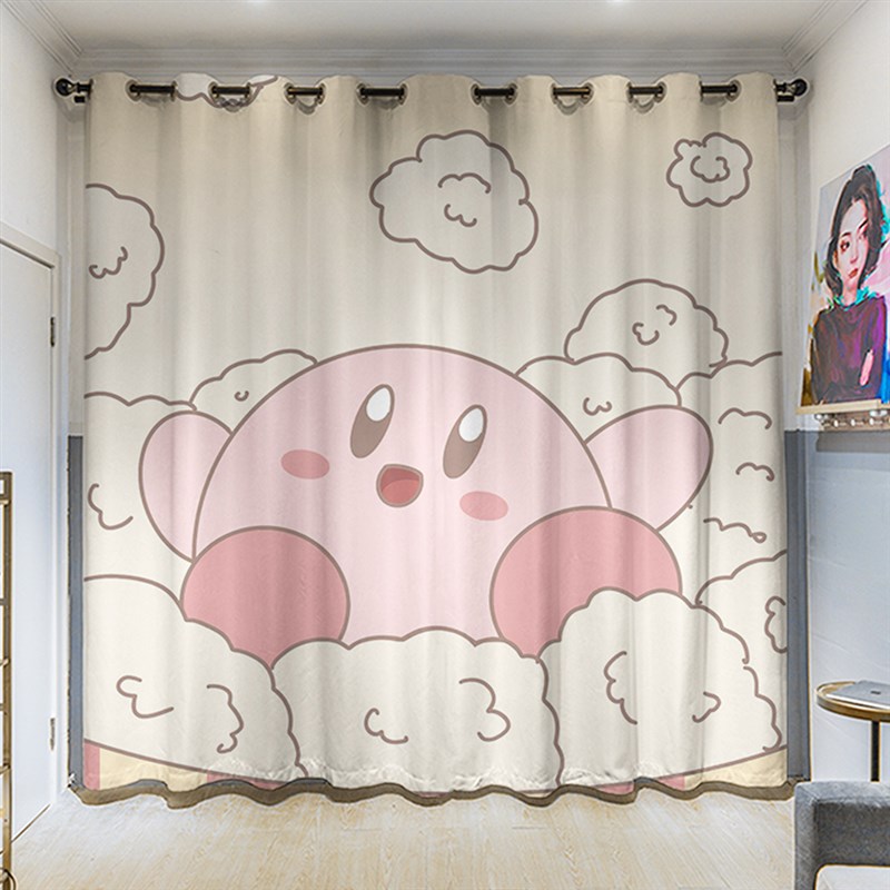 星之卡比儿童房卡通可爱防晒隔热全遮光学生卧室客厅厨房飘窗窗帘