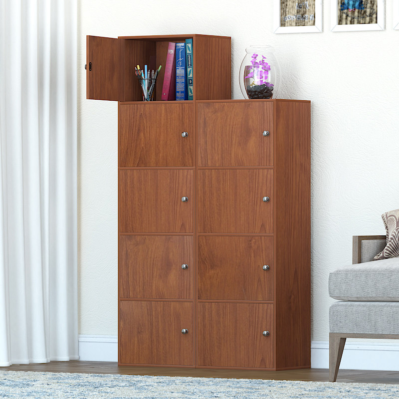 简易五层带门书柜书架书橱欧式收纳柜储物柜子自由组合置物架子