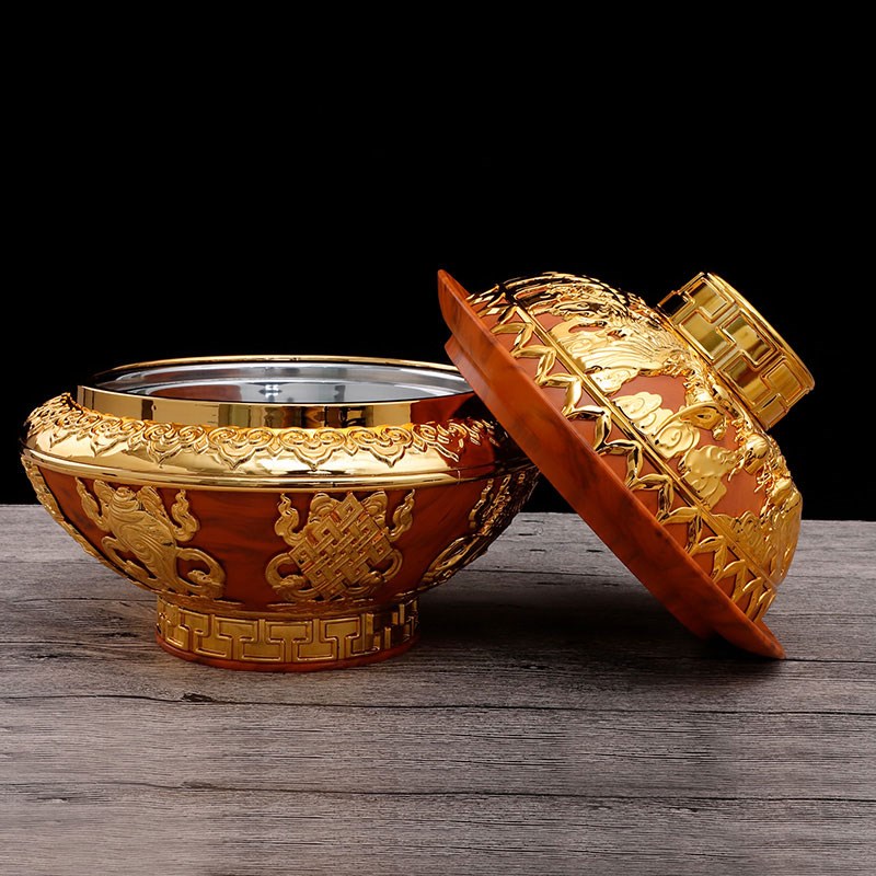 西藏佛具藏式八吉祥糌粑盒 百宝果盘 客厅家用 水果盘 果碟 摆件