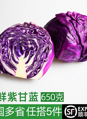 新鲜紫甘蓝650g 紫包菜球紫色红椰菜 西餐蔬菜轻食沙拉生菜食材