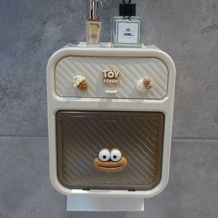 速发卫生间纸巾盒壁挂式防水免孔打2024新款可爱厕所卫生纸置物架