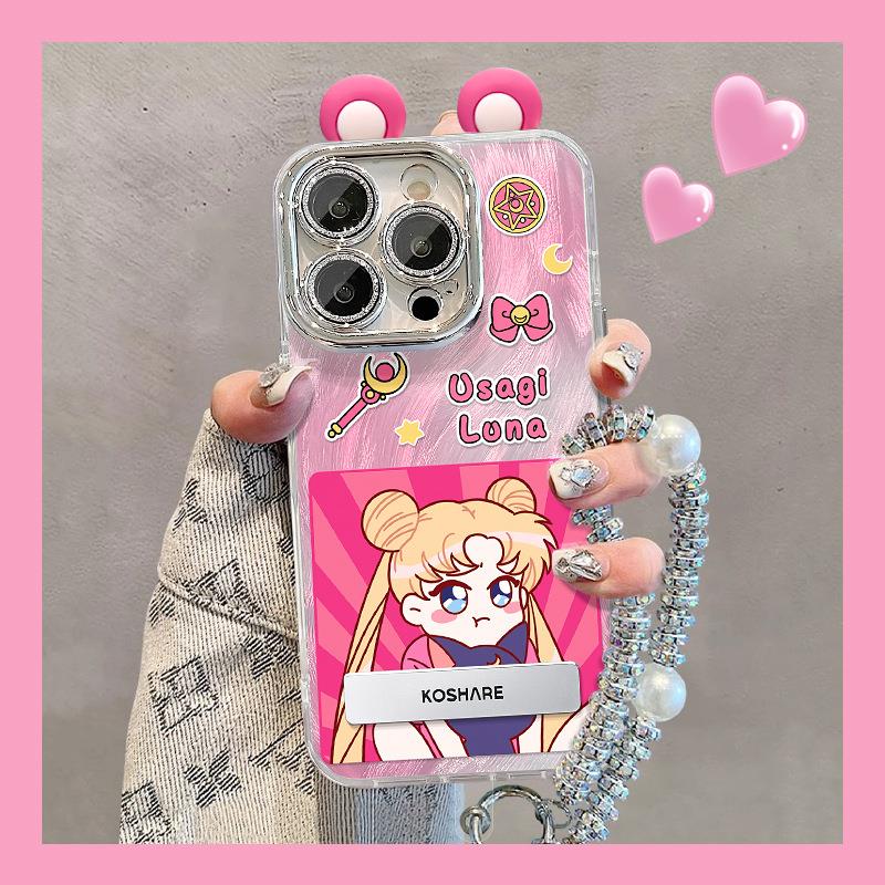 速发适用战5羽链镜头膜手机壳iph14pm美少1士耳朵支架手纱1