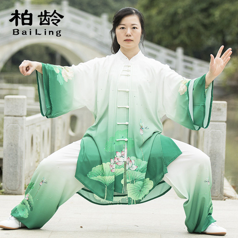 速发太极服练功新款中国风飘逸三段比赛表演服八术锦武件套装