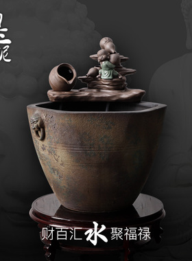 速发景德镇陶瓷水仿禅意流水摆件宝财庭院缸古大缸和尚聚招盆水池