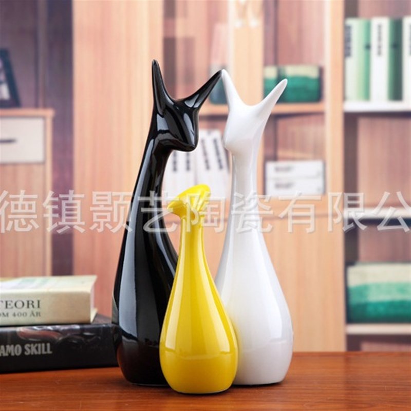速发三口之装鹿套装艺术摆件 陶瓷礼品礼家创意工艺摆设 一物四口