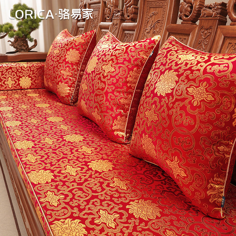 速发红木沙发坐垫中式实木罩色沙发垫防海套红滑绵垫罗汉床垫子
