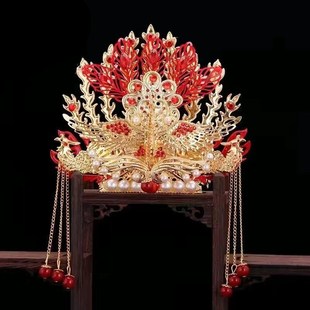 速发凤冠头饰黑奶太太老奶王母娘娘妈祖九尾狐凤冠神像摆件