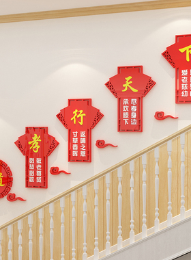 速发形善孝为先墙面敬养老院活动置心楼梯装饰走廊布中文化百象贴