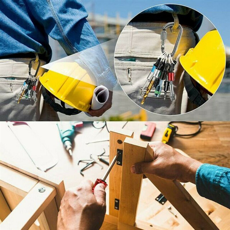 速发6件套 彩色扣接杆 批头接杆登山扣套装1/4六角柄钻头收纳接杆