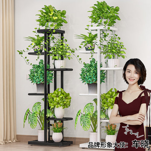 速发花架内挂子家用台装饰置物架铁艺客厅简约花盆多层室架绿萝