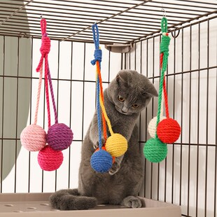 速发可悬挂猫玩具自嗨解猫剑麻球幼猫逗闷棒耐球猫咪咬类用品大全