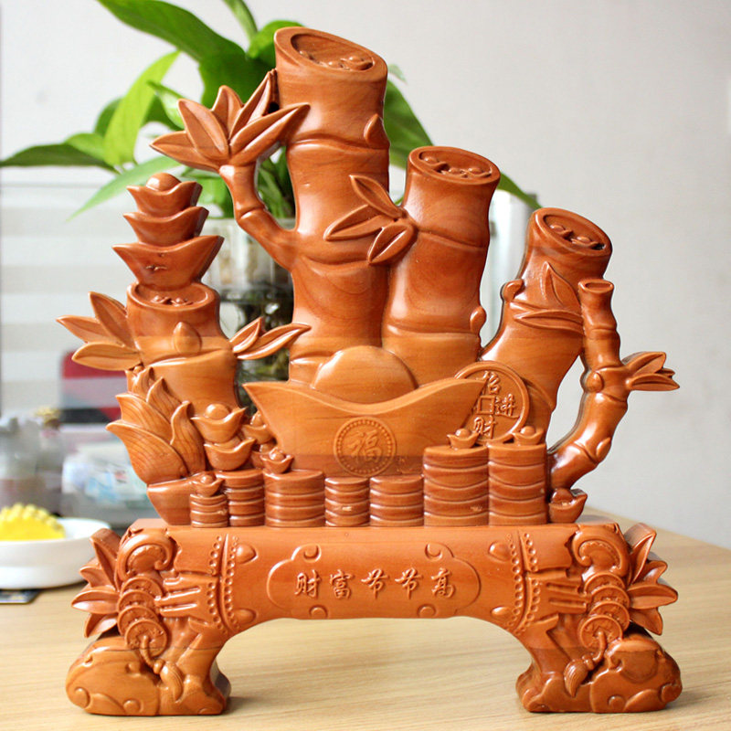 速发桃木节节高竹子摆件开业礼品家居装饰摆设客厅工艺品