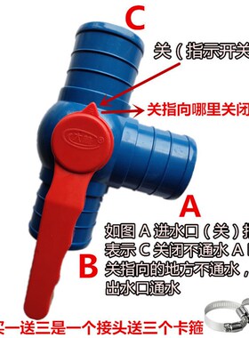 速发2寸农.5寸寸2功滴灌多用能三通接头四通开关球阀微喷带水管配