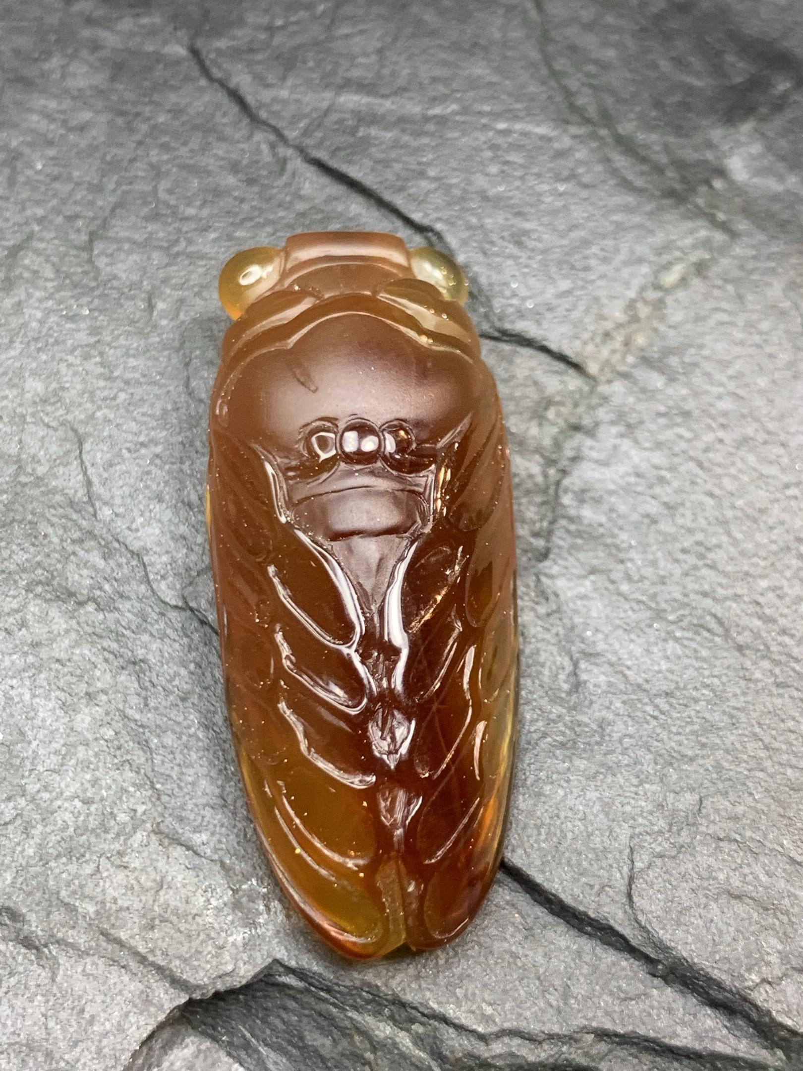 中国玉雕大师杨辉手工雕刻玛瑙《一鸣惊人》17x40x12mm