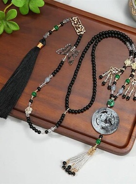 汉服马面裙黑暗系长款软璎珞流苏