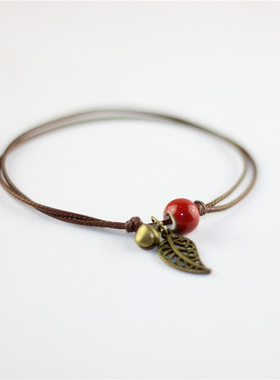 民族风编织陶瓷串珠手链女脚链情