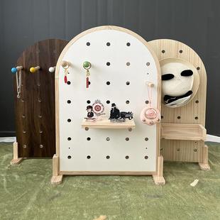 实木桌面洞洞板展示架可立式收纳夹式免打孔办公室桌面置物收纳架