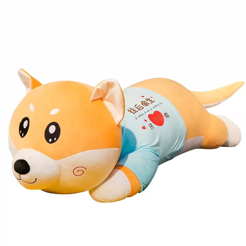 现货速发超大号柴犬可爱毛绒玩具狗哈士奇睡觉抱枕长条玩偶床上礼