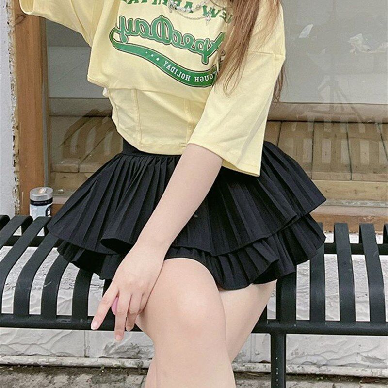 速发大码胖妹妹甜美蓬蓬裙半身裙小个子百褶蛋糕裙遮胯白色短裙