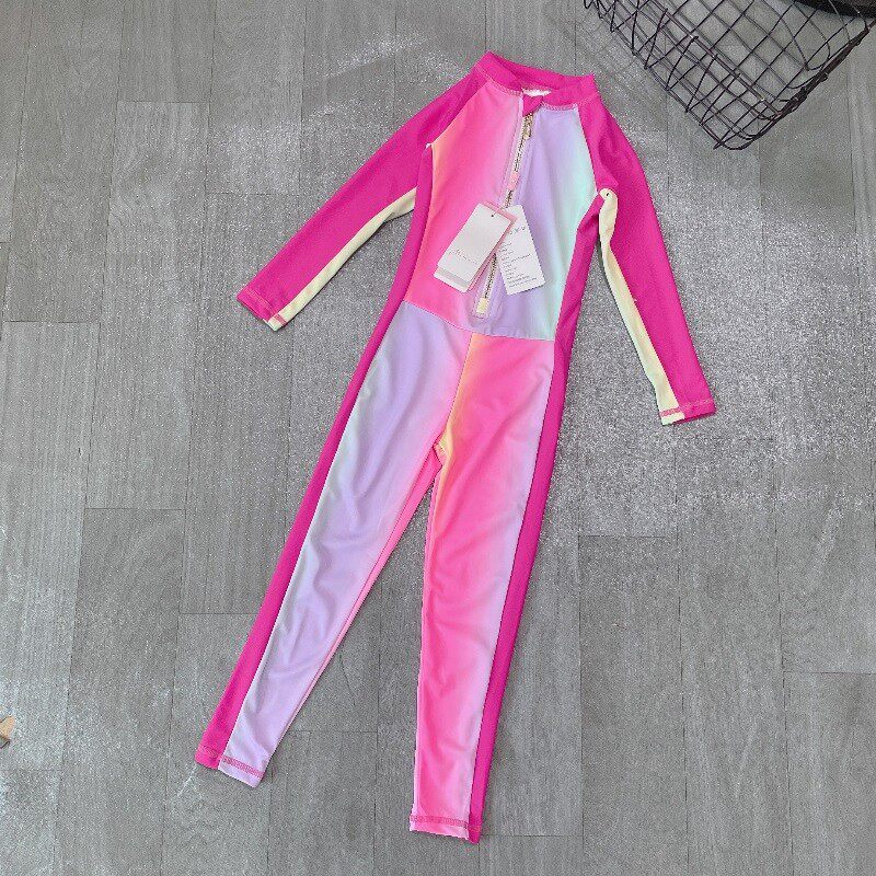 速发be儿r裤男童中大长袖长童防晒连体冲浪服裤速干沙滩泳装