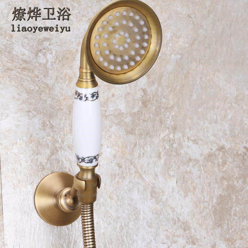 速发欧式仿古复古风格纯铜白陶瓷手持全铜白色莲蓬头喷头手喷