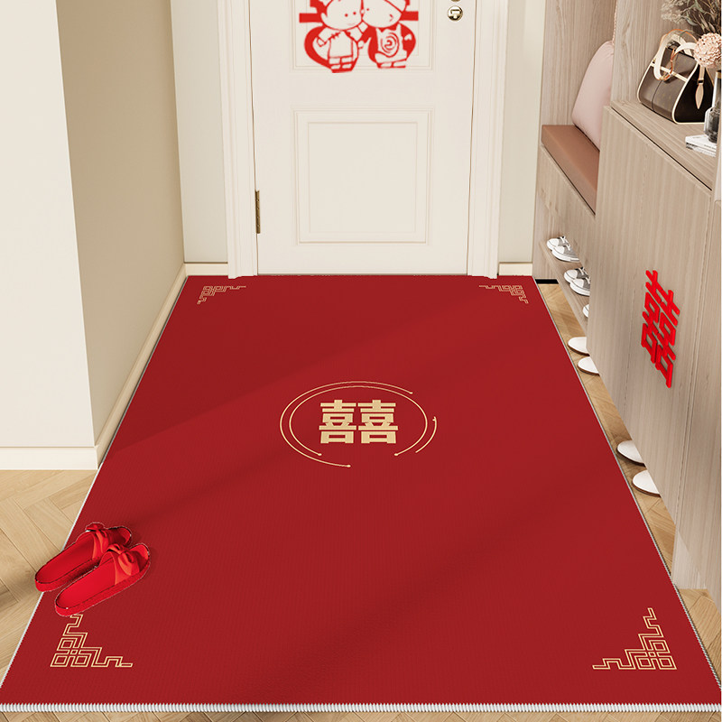 速发新中红结婚入房门地垫大式色w喜庆婚户进门门口脚垫喜字可地