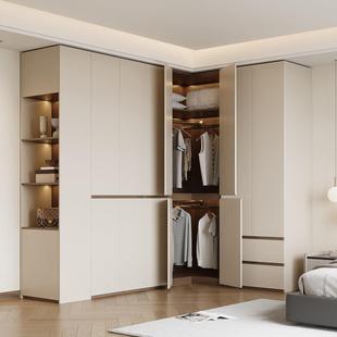 分段式 L型实木衣柜 转角衣柜家用卧室定制一体拐角衣帽间2025新款