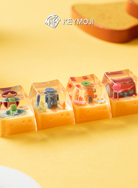KEYMOJI海绵宝宝菠萝屋比奇堡卡通主题Wooting透光树脂个性键帽