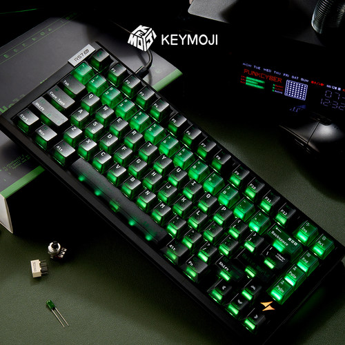 KEYMOJI源代码键帽绿光透明水晶键帽机械键盘配件发光效果